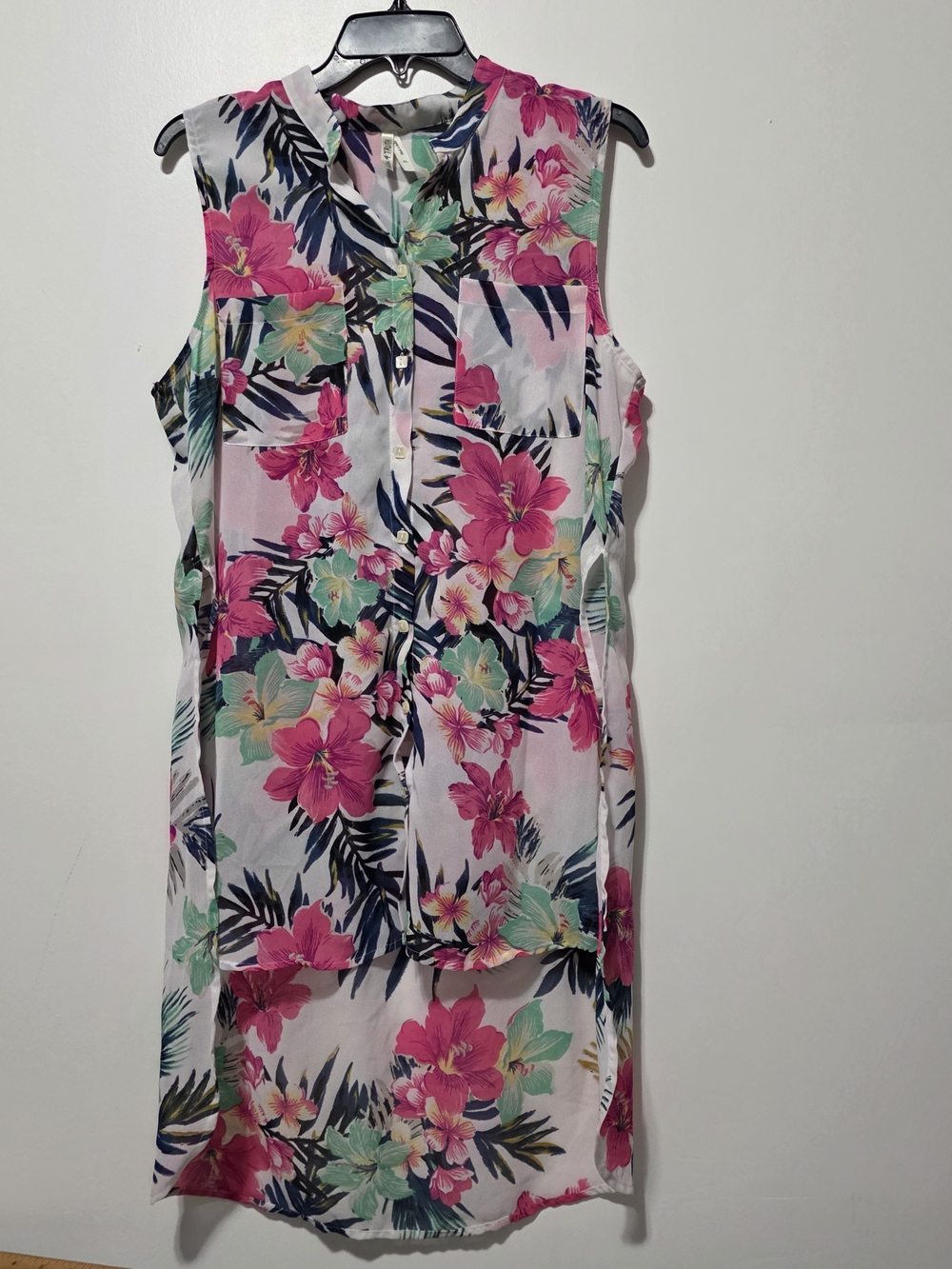 Live 4 Truth Sleeveless Tropical Floral Tunic in Pink, Green & Navy